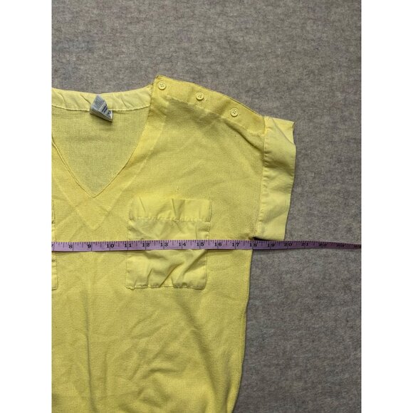 Vintage 80's Here's A Hug V-neck pullover yellow Short Sleeve Top Size Large - Picture 7 of 8